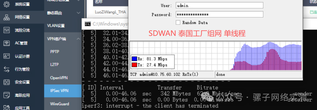 网络实测 办公区至泰国100Mbps组网 IPSEC对比SDWAN 网络实测 办公区至泰国100Mbps组网 IPSEC对比SDWAN