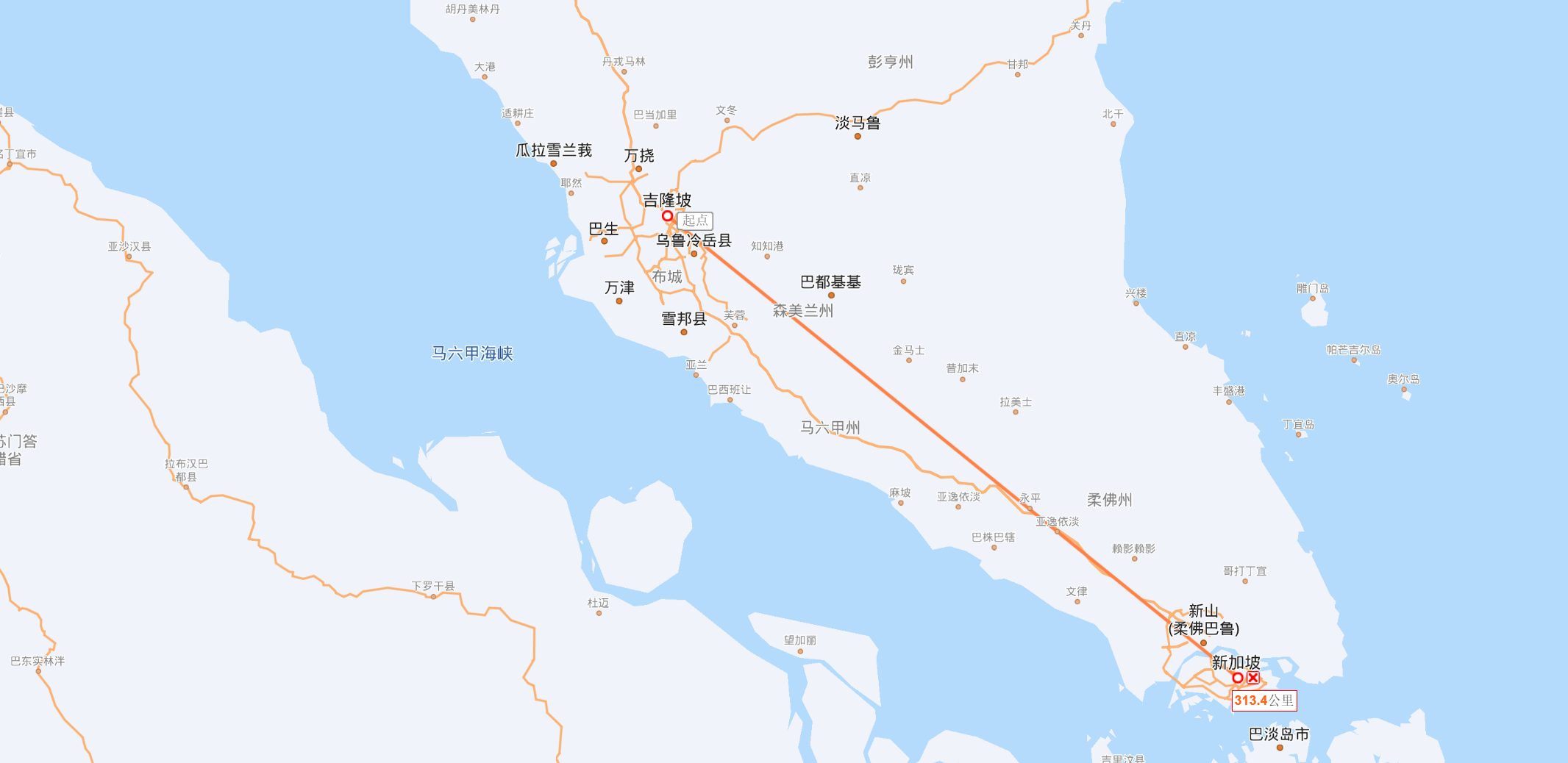 从新加坡到吉隆坡的专线延时能做到多少？