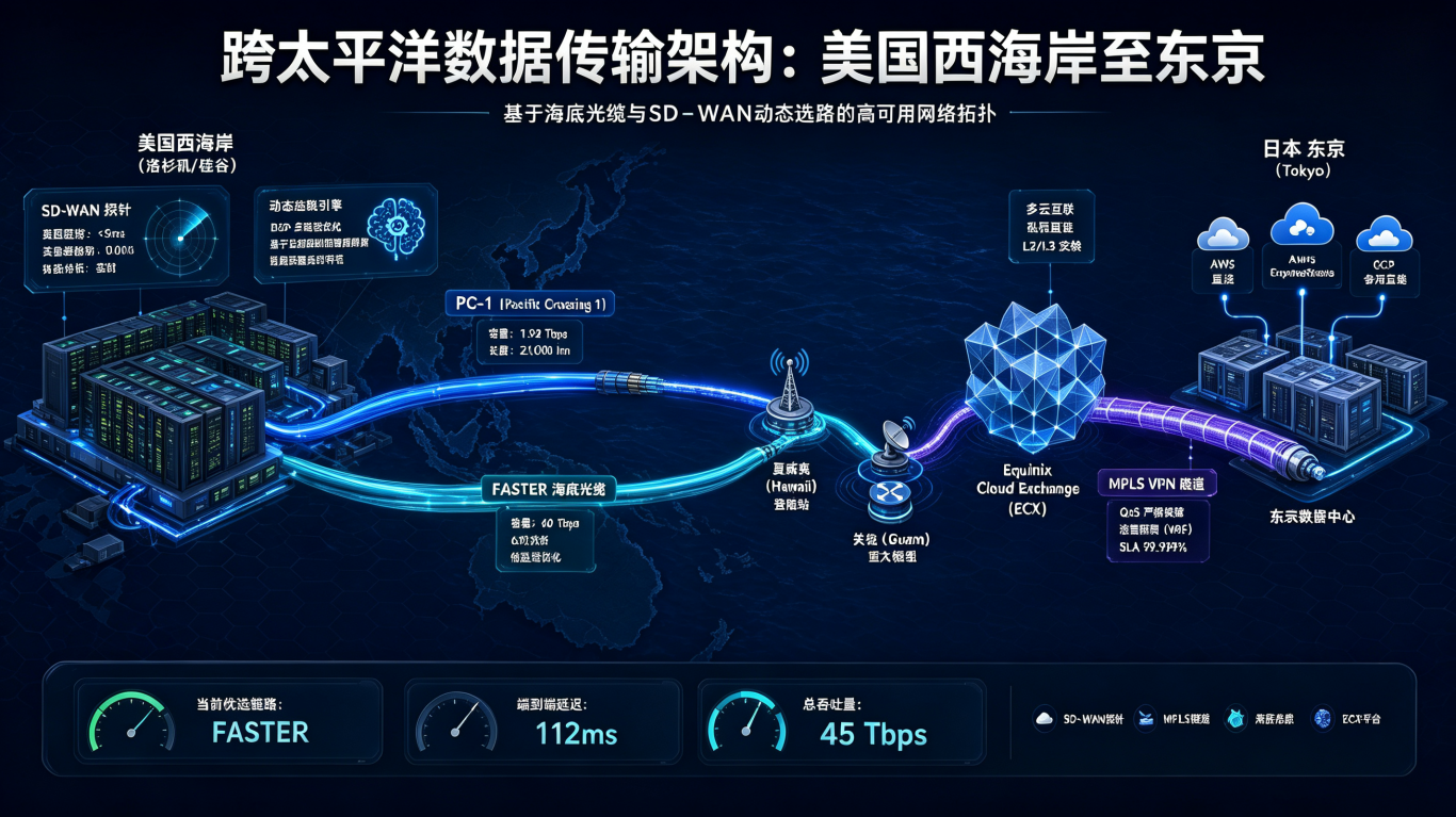 美国游戏公司如何连接东京机房，降低跨太平洋网络抖动？