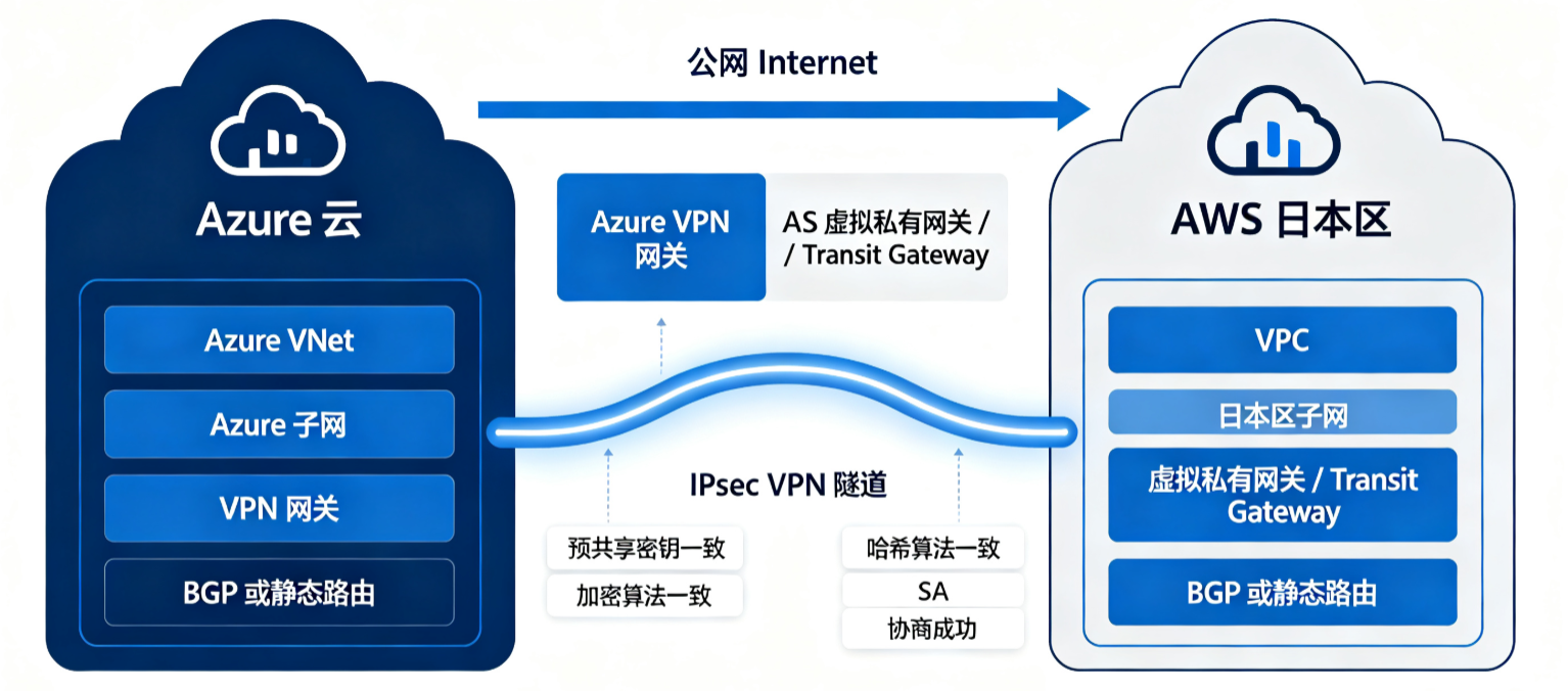 美国微软Azure与日本AWS如何做跨云互联？